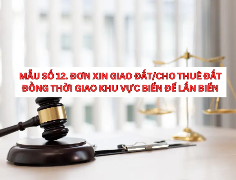 Mẫu Số 12. Đơn Xin Giao Đất/Cho Thuê Đất Đồng Thời Giao Khu Vực Biển Để Lấn Biển