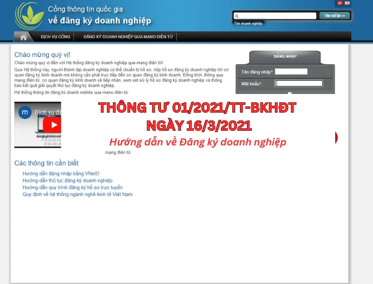 Thông tư 01/2021/TT-BKHĐT Ngày 16/3/2021