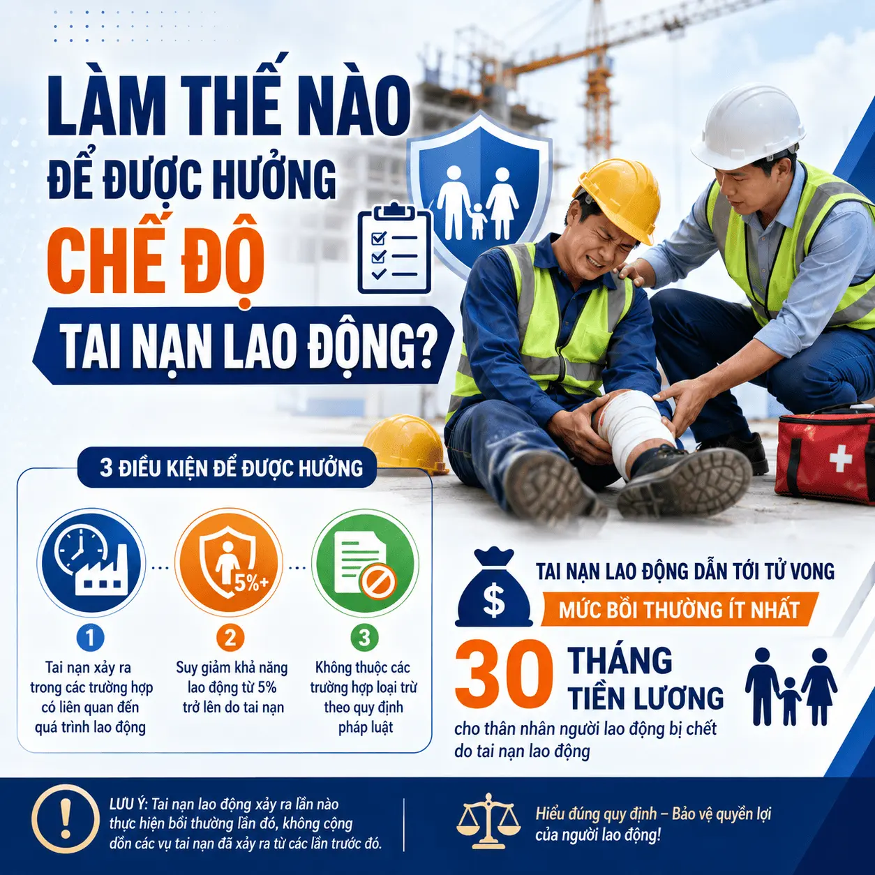 LÀM THẾ NÀO ĐỂ ĐƯỢC HƯỞNG CHẾ ĐỘ TAI NẠN LAO ĐỘNG ? TAI NẠN LAO ĐỘNG DẪN TỚI TỬ VONG SẼ ĐƯỢC BỒI THƯỜNG BAO NHIÊU THEO LUẬT MỚI NHẤT?