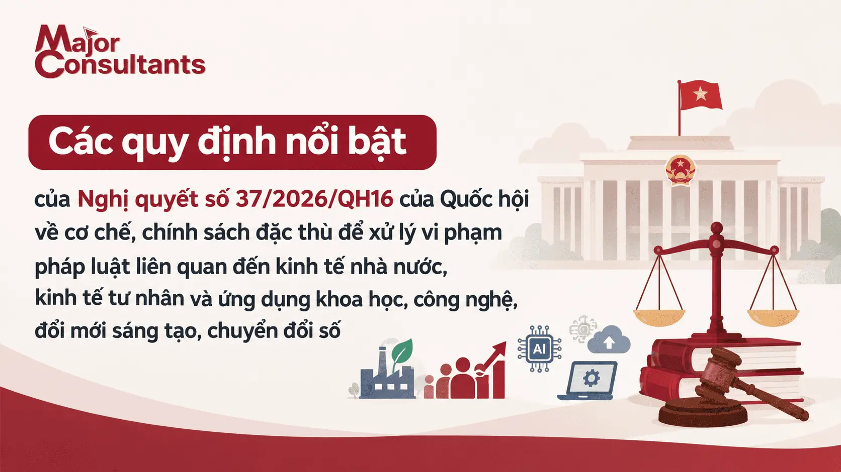 CÁC QUY ĐỊNH NỔI BẬT CỦA NGHỊ QUYẾT SỐ 37/2026/QH16 CỦA QUỐC HỘI VỀ CƠ CHẾ, CHÍNH SÁCH ĐẶC THÙ ĐỂ XỬ LÝ VI PHẠM PHÁP LUẬT LIÊN QUAN ĐẾN KINH TẾ NHÀ NƯỚC, KINH TẾ TƯ NHÂN VÀ ỨNG DỤNG KHOA HỌC, CÔNG NGH